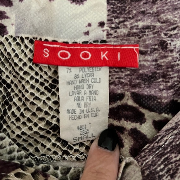 Y2K Vintage Sooki Animal Leopard Print Patch Shimmer Top Size Small - Picture 6 of 6